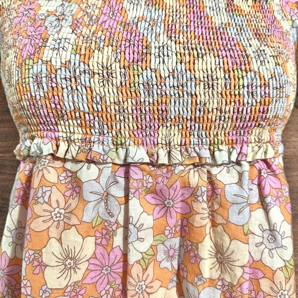 Aritzia Sunday Best Babydoll Floral Mini Dress | Pink Orange Ivory | Size S - Picture 5 of 7